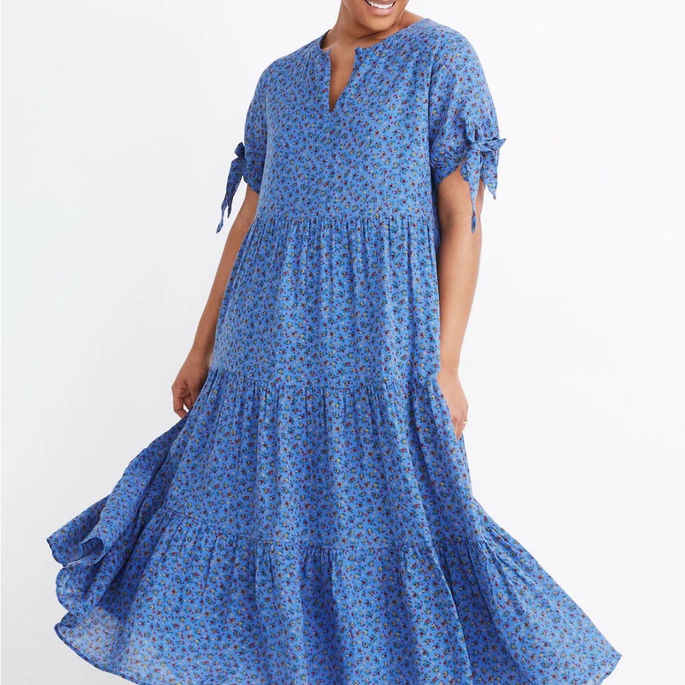 Floral Blue Midi Dress